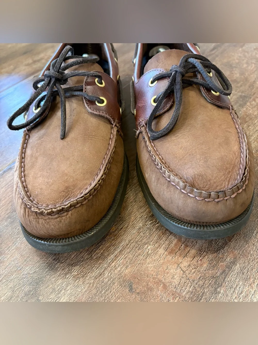 Sperry Top-Sider Men’s 11.5M Brown Leather Boat Shoes 2 Eye Moc Toe Casual